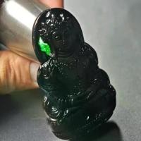 ราคา จี้หยกเจ้าเจ้าแม่กวนอิม ดำส่องเขียว งานเเกะสลัก Jade Jadeite type A (1733697816500667869)