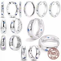 ราคา 【Azzis】 925 Sterling Silver Earring Blue Zircon Star Moon Circle Hoop Earrings for Women Making Jewelry Gifts Wedding Engagement (1735421852754806330)