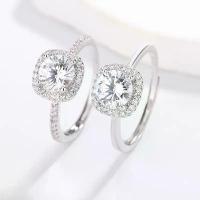 ราคา Pangdonglai's best-selling small sugar cube ring is a store favorite: a platinum-plated diamond ring with an eight-heart-eight-arrow cut zirconia stone แหวน คู่ เงิน แท้ มี ใบ (1735016837527012640)