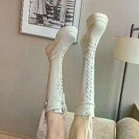 ราคา boots บูทผู้หญิง chelsea boots รองเท้าบูทผู้หญิงสีพื้น แบบพันเชือกด้านหน้า สไตล์อัศวิน รุ่นใหม่ พื้นหนา ความยาวเหนือเข่า ช่วยให้ขาดูยาวและเพรียว รองเท้าบูทข้อสูง แฟชั่นทันสมัย (1735332857904989498)
