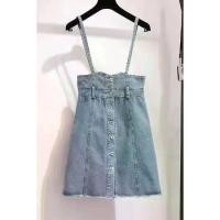 ราคา 2026 Forest-style denim dress, breathable, age-reducing, figure-flattering suspender dress, summer thin floral pattern, casual outfit for plus-size girls (1734842898013717851)