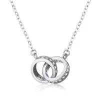 ราคา 2026 New White Gold Plated 18k Rose Gold Double Ring Necklace for Women, Fresh and Forest Style Clavicle Chain (1734183086985151510)