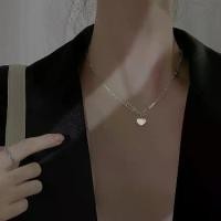 ราคา Geometric Heart Pendant, Elegant Heart Necklace, Simple Versatile Choker, Women's Forest Style Artistic Chain, Women's Jewelry, Girlfriend Gift, Best Friend Gift, Princess Necklace, Queen Necklace (17