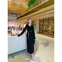 ราคา French Korea ชุดSetกระโปรงทรงสุภาพใส่ไปทำบุญ สีดำ Widelia@real เสื้อแขนยาว+กระโปรงยาวทรงสอบ+เข็มขัดไข่มุก (1734903722220029011)
