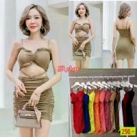 ราคา ชุดเดรสPR สายเดี่ยว ขนตา เว้าเอวหน้า กระโปรงย่น ผ้ายืดity มีฟองน้ำ มีซับใน (1734699383476488165)