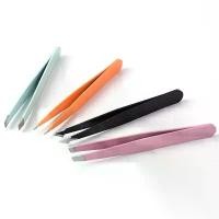 ราคา [จัดส่งทันที] [พร้อมส่ง] 4-head stainless steel tweezers set with pockets, tweezers, tweezers, tweezers, eyelashes tweezers, false eyelashes tweezers with 2 pastel colors, black (1734465599010538538)