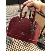 ราคา พร้อมส่ง แท้ 100 New Coach โดมมินิ หนังแก้ว รุ่น MINI SIERRA SATCHEL IN SIGNATURE LEATHER COACH F27597 CHERRY LIGHT GOLD (1457444699)