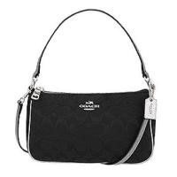 ราคา Coach แท้ ทรงสวย มีสายยาว ผ้าลาย C สายหนัง COACH SIGNATURE FABRIC TOP HANDLE CROSSBODY (725182166)