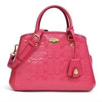 ราคา COACH แท้ ทรงถัง หนังแก้วลาย C สวยมาก COACH SIGNATURE PATENT LEATHER MINI MARGOT CARRYALL BAG รุ่น 35191 Pink Ruby (12155163)