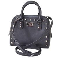 ราคา Michael Kors หนังแท้ฟอกแบบกันรอยขีดข่วน ประดับหมุด สวยมาก Michael Kors Studded Mini Satchel Saffiano Leather Pearl Grey (1522000415)