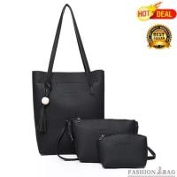 ราคา Colorful Bags abillion SET กระเป๋าแฟชั่นเกาหลี กระเป๋าถือผู้หญิง กระเป๋าสะพายข้าง เซ็ต 3 ใบ F 10022 Black (873354514)