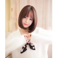ราคา สีน้ำตาลเข้ม วิกผมสั้น แบบตรงปลายงุ้มเข้าทรง หน้าม้าสไลด์บางสไตล์เกาหลี แถมฟรีเน็ตครอบผม (402307152)