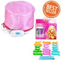 ราคา shop108 หมวกอบไอน้ำด้วยตัวเองแบบพกพา Hair Heating Cap อุปกรณ์ทำผมลอน Magic Leverag Spiral Hair Curlers (12062130)