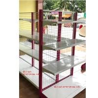 ราคา chansiam ชั้นสยาม ชั้นวางสินค้า ชั้นมินิมาร์ท ชั้นวางของร้านค้า ชั้นเหล็กวางของ เชลวางของ shelf ชั้นหน้าเดียว 40 90 150 1 ตัว และ ชั้น 2 หน้า 80 90 150 1 ตัว ใช้สำหรับร้านค้า สีบานเย็น จัดเป็นชุดสวยงา