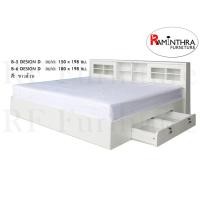 ราคา RF Furniture เตียงนอน 6ฟุต บานเลื่อน ที่นอนสปริง 6ฟุต QC สีขาว Bed (1450686099)