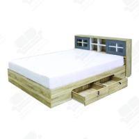 ราคา 1deelert เตียงบานเลื่อน มีลิ้นชักข้าง 5 ฟุต 6 ฟุต รุ่น DESIGN D โซลิด ยีนส์ (1424946522)