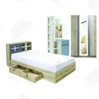 ราคา 1deelert ชุดห้องนอน 3 5 ฟุต 5 ฟุต 6 ฟุต รุ่น CONTEMP120 เตียง ตู้เสื้อผ้า120cm โต๊ะแป้ง80cm ที่นอนสปริง สีโซลิด ยีนส์ (1639414783)