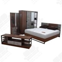 ราคา 1deelert ชุดห้องนอน 5 ฟุต 6 ฟุต รุ่น LOFT พร้อมที่นอนสปริง2 0 สีสัก ปูน (1647708547)