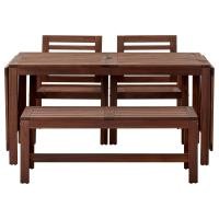 ราคา โต๊ะ เก้าอี้2 อาร์มแชร์ ม้านั่ง เฟอร์นิเจอร์สนาม ย้อมสีน้ำตาล ชุดโต๊ะและเก้าอี้ทานอาหาร ÄPPLARÖ (1407108479)