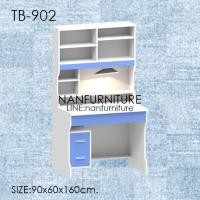 ราคา NATCHA โต๊ะทำงาน 90ซม หน้าโต๊ะเมลามีน มีโคมไฟ รุ่นTB 902 สีขาว ฟ้า (980482175)