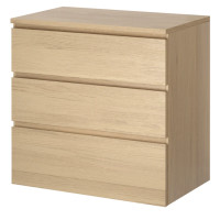 ราคา ตู้ 3 ลิ้นชัก วีเนียร์สีไวท์โอ๊ค 80x78 ซม MALM มาล์ม (1419372858)