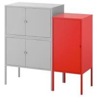 ราคา ลิกซ์ฮุลท์ ชุดตู้ เทา แดง 95x35x92 ซม เฟอร์นิเจอร์ตู้โชว์และระบบตู้เก็บของ (940468536)