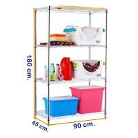 ราคา Designs Store ชั้นตะแกรงเหล็กชุบโครเมี่ยม 4ชั้น รุ่นL90451804 ขนาด90x45x180cm รับน้ำหนักได้ชั้นละ120กก (1434136487)