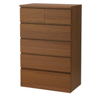 ราคา ตู้ 6 ลิ้นชัก ย้อมสีน้ำตาล วีเนียร์แอช 80x123 ซม MALM มาล์ม (1423092814)