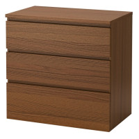 ราคา ตู้ 3 ลิ้นชัก ย้อมสีน้ำตาล วีเนียร์แอช 80x78 ซม MALM มาล์ม (1419388665)