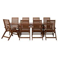 ราคา โต๊ะ เก้าอี้ปรับเอนได้8ตัว กลางแจ้ง ย้อมสีน้ำตาล ชุดโต๊ะและเก้าอี้ทานอาหาร ÄPPLARÖ (1407130034)