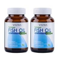 ราคา VISTRA Salmon Fish Oil 1000 mg Plus Vitamin E อาหารเสริมบำรุงสมอง 2 กระปุก 75แคปซูล (142814342)