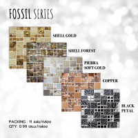 ราคา กระเบื้องโมเสค 30x30cm 11 แผ่น กล่อง FOSSIL ปูผนัง ปูพื้น ตกแต่งผนัง โมเสคแก้ว (1306194433)