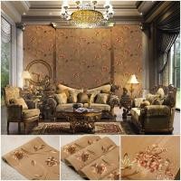 ราคา วอลเปเปอร์ติดผนังลายดอกกุหลาบ สีน้ำตาลทอง ไม่มีกาวในตัว (1449050915)