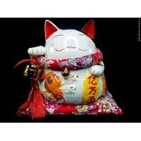 ราคา แมวกวักนำโชค กวักอุ้งเท้าขวา ขนาด สูง18ซม กว้าง16ซม ลึก17ซม แมวนำโชค แมวกวัก แมวอ้วน แมวกวักเงินกวักทอง มะเนะกิเนะโกะ Maneki Neko luck cat สีขาว แมวกวักการค้าขาย ความร่ำรวย ความมั่งคั่ง mongkolromruy