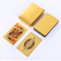 ราคา ไพ่ทองคำ 24k ไพ่โป๊กเกอร์ทองคำแบบกันน้ำ ใบรับประกันสีทอง (1620466390)
