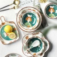 ราคา BANFANG Official Store จานเซรามิก จานข้าว จานขนม ชุดจานชามเซรามิค ลายการ์ตูน น่ารัก เข้าไมโครเวฟได้ (2336364264)