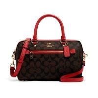ราคา กระเป๋าสะพายข้าง COACH 83607 ROWAN SATCHEL IN SIGNATURE CANVAS IMRVQ สี IM BROWN 1941 RED (8072965741)