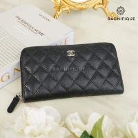 ราคา CHANEL ZIPPY LONG WALLET IN BLACK CAVIAR (12541011791)
