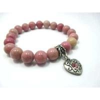 ราคา สร้อยข้อมือหินแท้ เกรดพรีเมี่ยม โรโดไนต์ Rhodonite ขนาด 8 มม ประดับด้วยจี้คริสตัลรูปหัวใจ (4766318630)