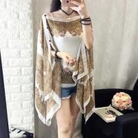 ราคา เสื้อผ้าชีฟองป้องกันแสงแดดผ้าคลุมไหล่ผ้าพันคอลายดอกไม้สำหรับผู้หญิงใช้ได้หลายโอกาสเสื้อคลุมกันแดดชายหาดฤดูร้อนเสื้อเบลาส์คาร์ดิแกนลำลองทรงหลวมโบโฮ (15643222515)