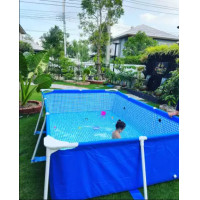 ราคา LookmeeShop INTEX สระน้ำเฟรมพูลขนาดใหญ่ ขนาด4 5เมตร ทรงสี่เหลี่ยม สระน้ำพร้อมขาตั้ง สระว่ายน้ำสำเร็จรูป เก็บง่ายพกพาสะดวก สระน้ำครอบครัว (18376703432)