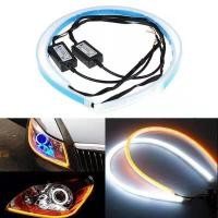 ราคา แพ็ค 2 ชิ้น DRL ไฟเดย์ไลท์ LED 30ซม ไฟLEDหน้ารถยนต์ ไฟLEDส่งสว่างกลางวัน แสงไฟหรี่สีขาวและไฟเลี้ยวสีเหลือง หลอดไฟ LED บางเฉียบชั้นสูง (15896605695)
