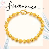ราคา XTเครื่องประดับเกาหลีสร้อยข้อมือทอง24KชุบทองลูกปัดFrostedสร้อยข้อมือผู้หญิง (4210418588)