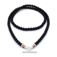 ราคา STONE NECKLACE สร้อยคอหินแท้ นิลแบบด้าน matt onyx ขนาด 5 มม ตะขอเงินลงยา by siamonlineshop (1681046925)