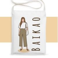 ราคา กระเป๋าผ้าสะพายข้าง เติมชื่อได้ minimal people กระเป๋าcross body ใส่มือถือ สไตล์เกาหลี (16468974311)