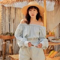 ราคา lookbooklookbook malty top blue stripe เสื้อปาดไหล่ แขนยาว ลายทาง สีฟ้า (19280643921)