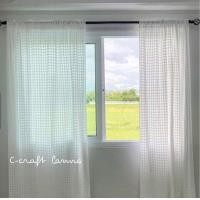 ราคา ผ้าม่านประตู ผ้าฝ้ายผ้าตารางสีขาว ไม่มีเชิง ขนาด 110x200cm ผ้าม่านผ้าฝ้าย ลายดั้งเดิม แบบไม่มีเชิง ผ้าม่านวินเทจ TTS200 (7187614011)