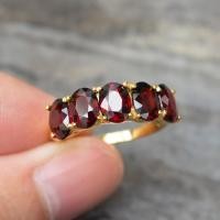 ราคา แหวนพลอยโกเมนจันทบุรี Garnet ตัวเรือนเงินแท้92 5 ชุบทองคำ พลอยสีแดงอมน้ำตาล เนื้อใส ไซส์นิ้ว 55 เบอร์ 7US มีใบรับประกันสินค้า (9615282569)