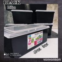 ราคา กล่องรองเท้าพลาสติก Black edition กล่องอเนกประสงค์ กล่องรองเท้าสีดำ ฝาใส กล่องพลาสติกหนาทนทาน ราคาส่ง (12490877474)