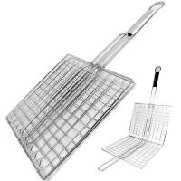 ราคา ตะแกรงสแตนเลส ตะแกรงปิ้งย่าง เหล็กย่างสแตน เหล็กย่างสแตนเลส มีด้ามจับ ขนาดใหญ่ 33 ซม รุ่น Fish seafood grill pad 00B June เหล็กย่างปลา (6778164924)